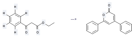 The 2H-Pyran-2-one, 4,6-diphenyl- could be obtained by the reactant of 3-oxo-3-phenyl-propionic acid ethyl ester